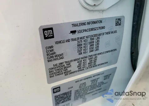 2025 Chevrolet Silverado C1500 Lt из США, поврежденный, VIN 1GCPACE88SZ170360